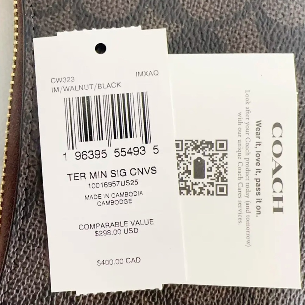 Coach Signature Canvas Gold/Walnut/Black Mini Teri Shoulder Bag - Picture 13 of 14